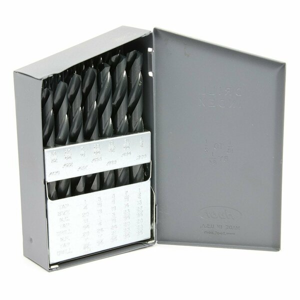 Forney 29-Piece Jobber Length Drill Bit Set, High Speed Steel HSS, 135 Degree Split Point 20219